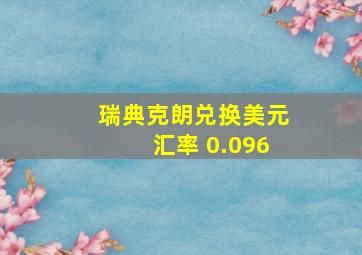 瑞典克朗兑换美元汇率 0.096